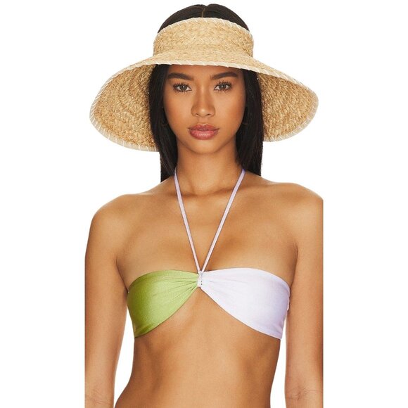 LSPACE Del Mar Visor in Natural One Size New Womens Straw Hat - Picture 1 of 12